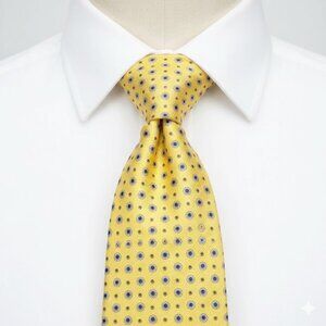 Azalea Bellagio Silk Tie Yellow Polka Dot Geometric Italy Formal Business